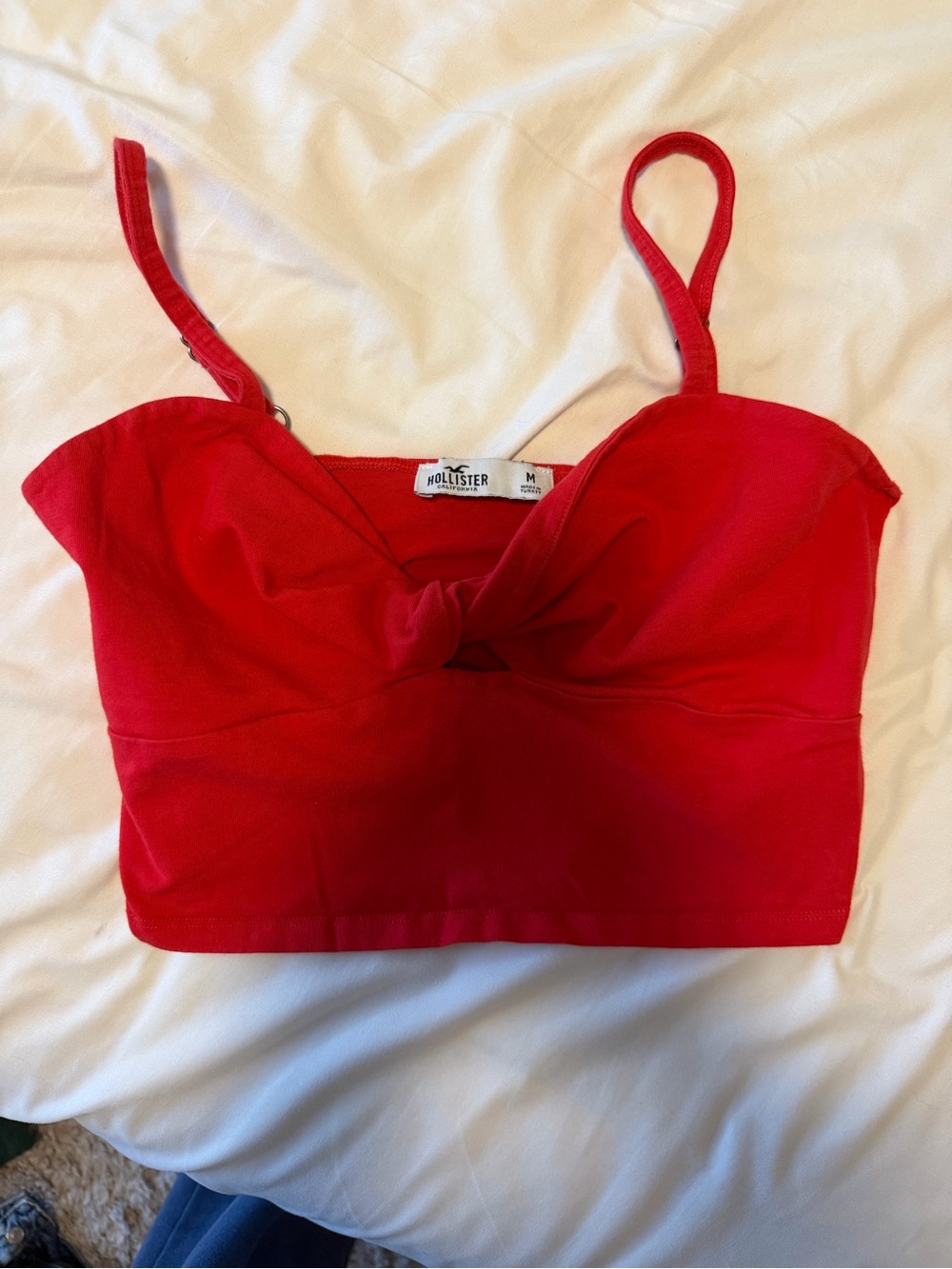 Hollister Red Front-Twist Cropped Tank